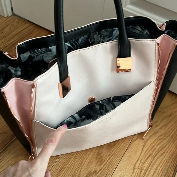 Ted Baker Crosshatch Leyah Shopper Tote bag Pink & Black - Picture 12 of 17